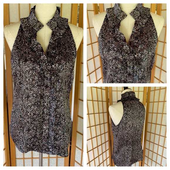 The Limited Sleeveless Pleat Detail Print Blouse SZ M - Picture 1 of 15